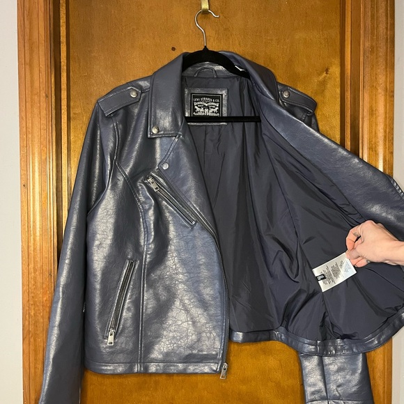 Levi’s Blue/Gray FAUX Leather Jacket - Picture 3 of 8